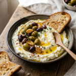 Whipped Feta with Honey and Garlic Herb Roasted Olives