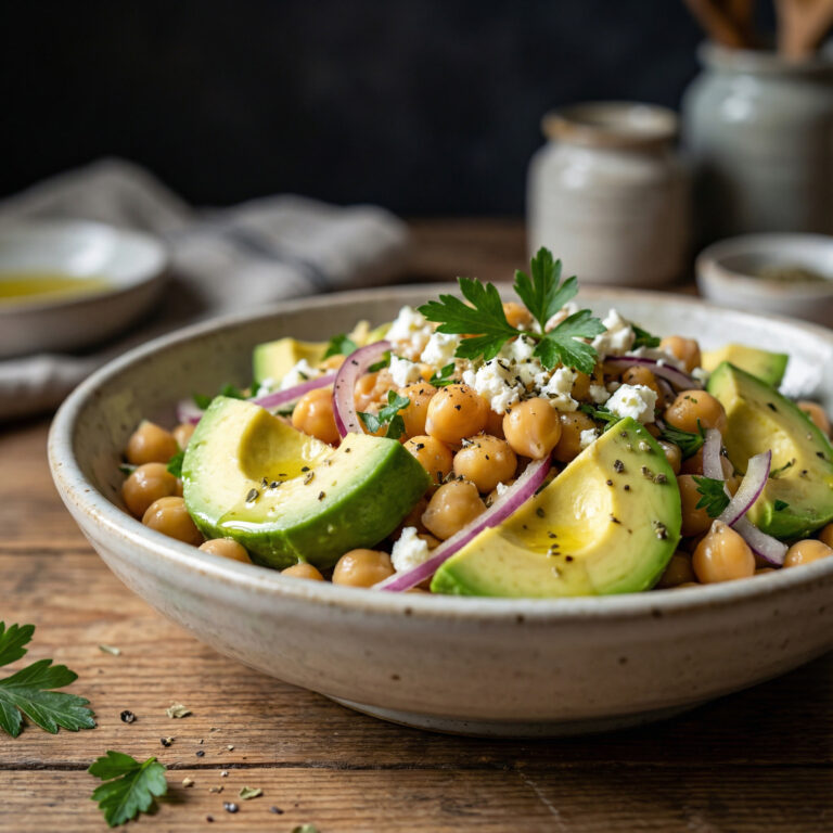 Lemon Herb Chickpea and Avocado Salad